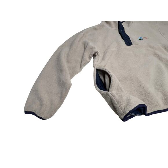 Vtg Against The Elements Tan Blue T Snap Pullover Fleece Jacket Pockets Sz M - Picture 3 of 8